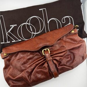 Kooba Brown Gathered Leather Wristlet